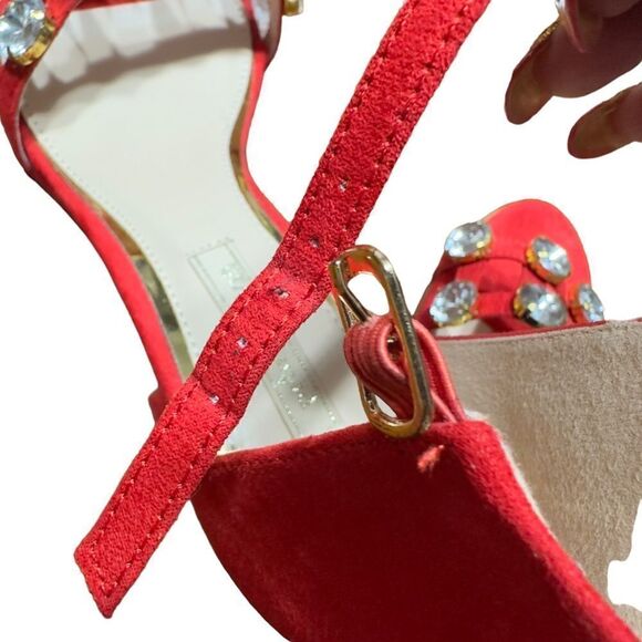 PRIMA DONNA Collection Big Studs Red Strappy Heeled Sandals Size 37 (6.5 US) - Picture 10 of 15
